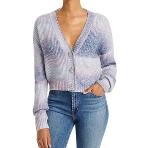 Aqua Lavender Ombre Cardigan with Crystal Buttons